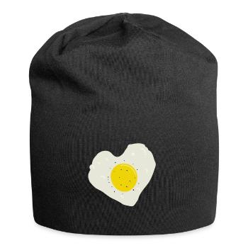 Fried egg heart - Jersey Beanie - black - Front