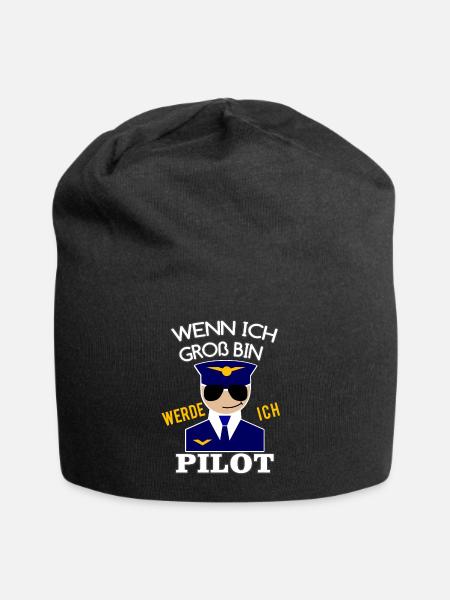 Pilot Spruch Kinder Jungen Geschenk - Jersey-Beanie - Schwarz