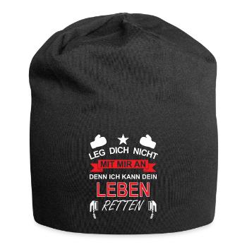 Lustige Lebensretter Sprüche Rettungsdienst - Jersey-Beanie - Schwarz - Vorne