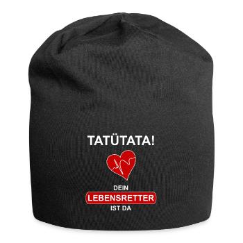 Lebensretter Sprüche Rettungsdienst Sanitäter - Jersey-Beanie - Schwarz - Vorne