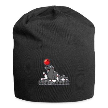 Kegelrobbe Robbe Bowling Kegeln Wortspiel - Jersey-Beanie - Schwarz - Vorne