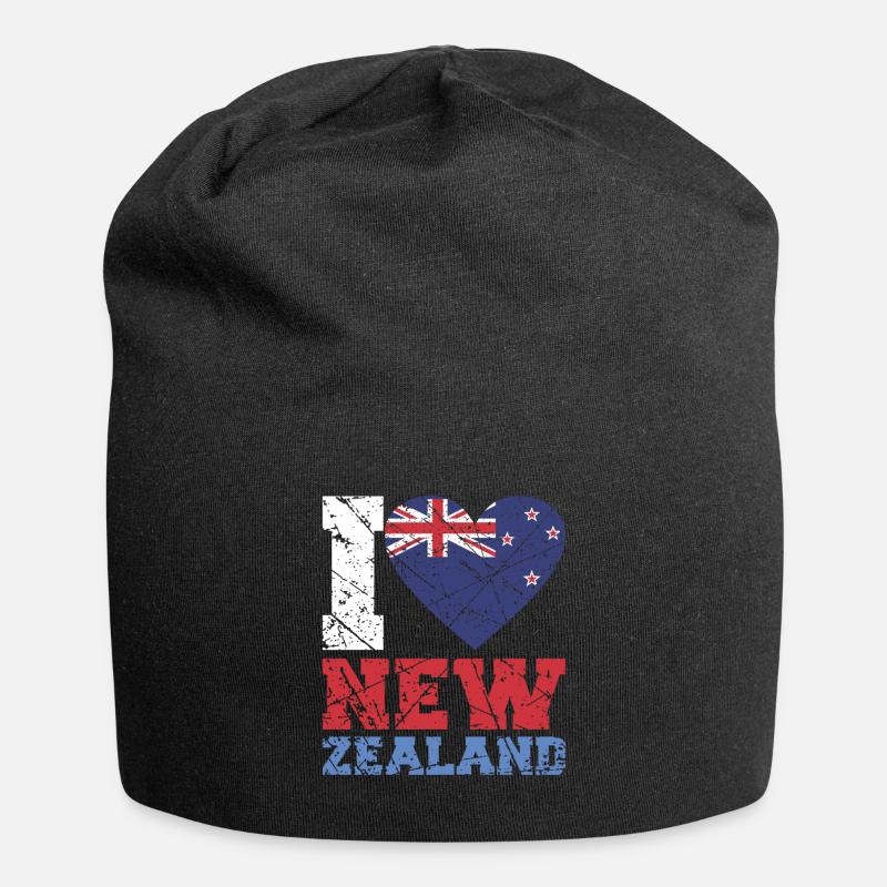 Neuseeland - Jersey-Beanie - Schwarz