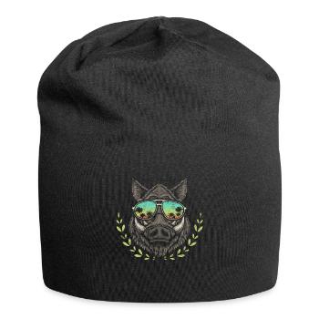 Sanglier chasse forestier trophée chasse sanglier sauvage - Bonnet en jersey - noir - Devant