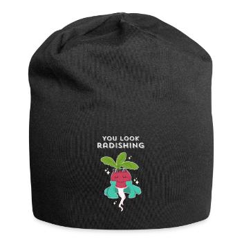Végétalien drôle, tu as l'air radieux, amour-propre, nourriture - Bonnet en jersey - noir - Devant