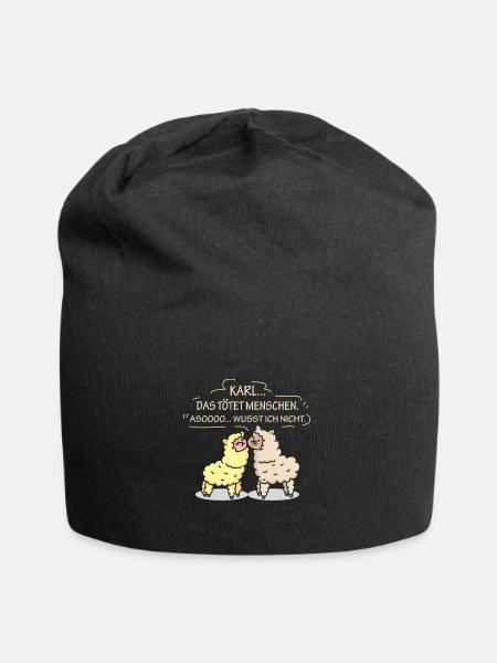 LUSTIGES LAMA COMIC KARL DAS TÖTET MENSCHEN SHIRT - Jersey-Beanie - Schwarz