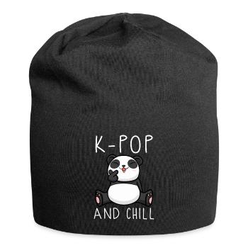 kpop, panda, korea, geschenkidee, koreanisch - Jersey-Beanie - Schwarz - Vorne