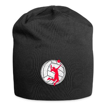 Volleyball Aufschlag Frau Volleyballerin rot - Jersey-Beanie - Schwarz - Vorne