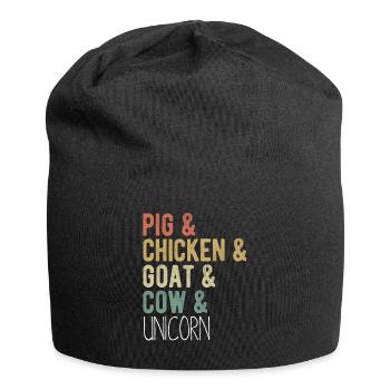 Animaux de la ferme drôles - cadeau rétro amoureux des animaux - Bonnet en jersey - noir - Devant