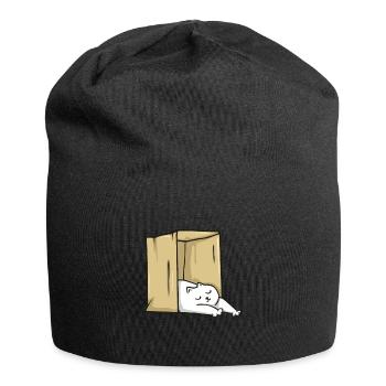 Chat endormi dans le carton - Bonnet en jersey - noir - Devant