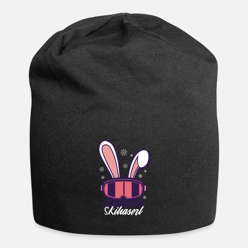 Ich bin ein Skihaserl Hasenohren und Skibrille - Jersey-Beanie - Schwarz