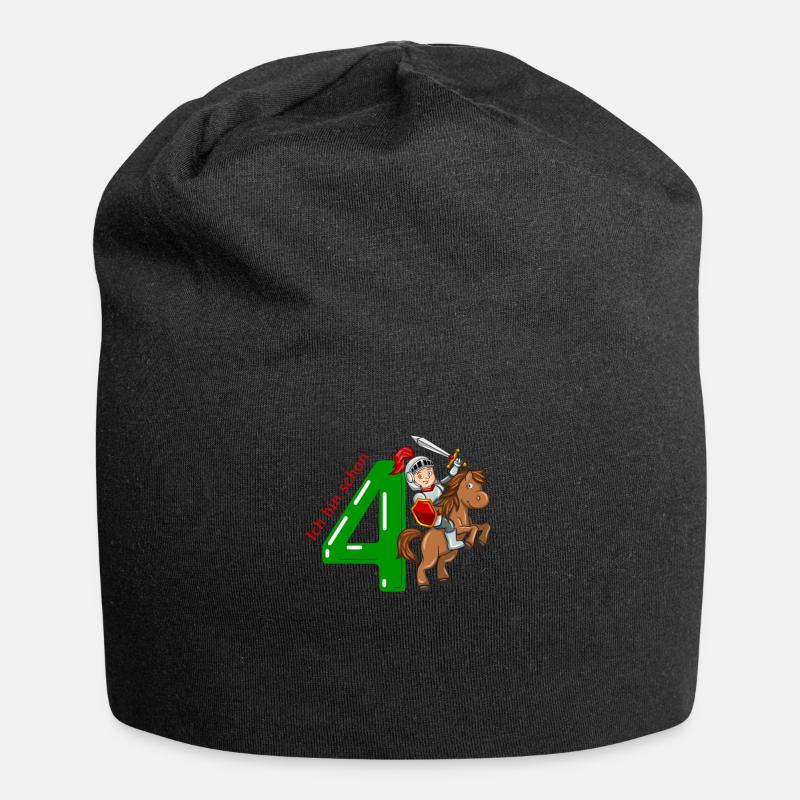 4 Jahre Ritter Geburtstag - Jersey-Beanie - Schwarz