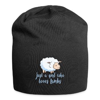 Juste une fille qui aime les agneaux moutons ferme cadeau - Bonnet en jersey - noir - Devant