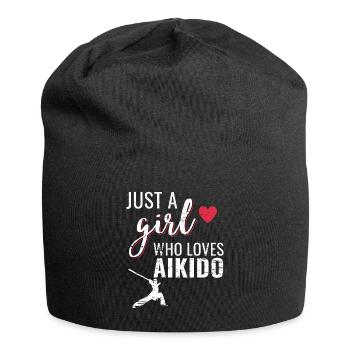 Aikido Kämpferin Geschenkidee Frauen Mädchen Shirt - Jersey-Beanie - Schwarz - Vorne