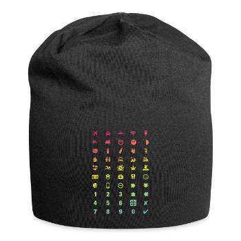 Tourismus-Reise-Übersetzer Icons - Vollmond-Party - Jersey-Beanie - Schwarz - Vorne