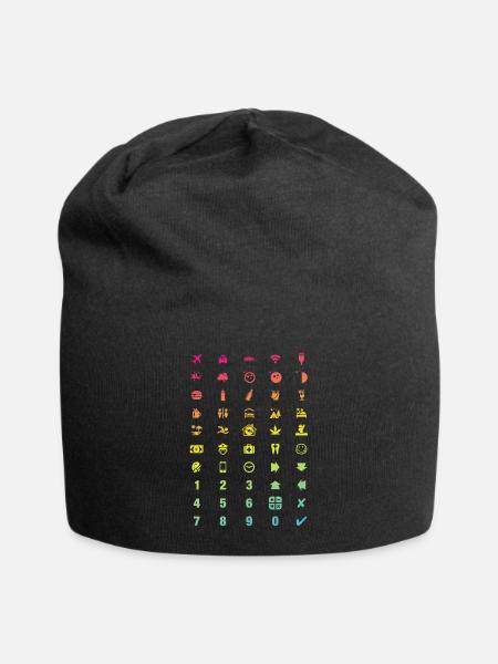 Tourism Travel Translator Icons - Full Moon Party - Jersey Beanie - black