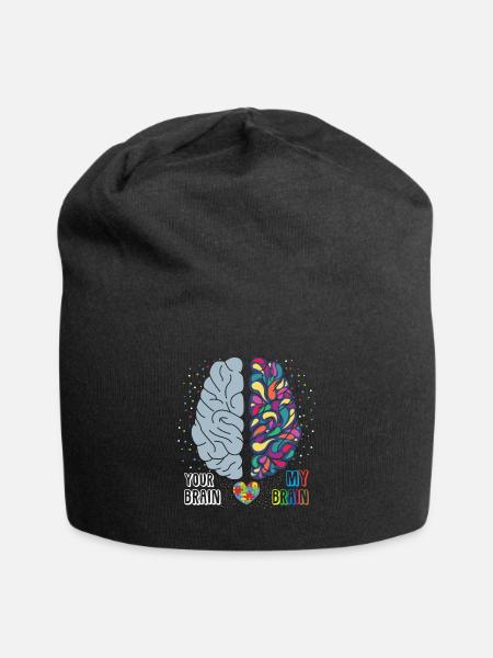 Autismus Bewusstsein Herz Autistisch Bunt - Jersey-Beanie - Schwarz