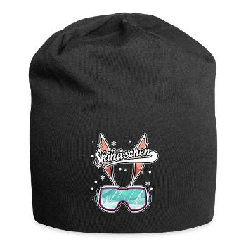 Skihäschen Skihaserl Apres Ski Skifahrer Schnee - Jersey-Beanie - Schwarz - Vorne