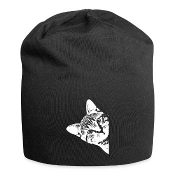 Katze - Jersey-Beanie - Schwarz - Vorne
