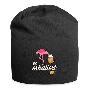 es eskaliert eh Flamingo Bier saufen Geschenk - Jersey-Beanie - Schwarz - Vorne