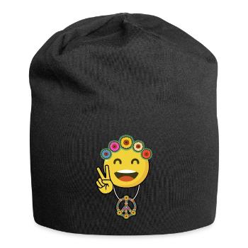 peace emoji Blumen lachen gelb emojis Geschenk - Jersey-Beanie - Schwarz - Vorne
