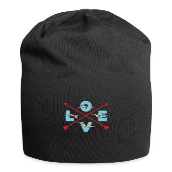 Vintage I Love Swim Swimmer Swim Gift - Jersey Beanie - black - Front