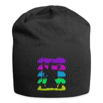 Zauberei Silhuette mit Retro Farben - Jersey-Beanie - Schwarz - Vorne