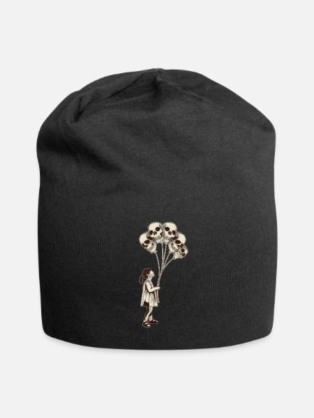 Mädchen Mit Totenkopf Ballons Totenköpfe - Jersey-Beanie - Schwarz