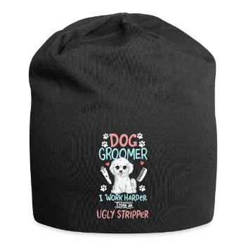 Toiletteur pour chiens Salon de chien Salon de coiffure pour chiens - Bonnet en jersey - noir - Devant