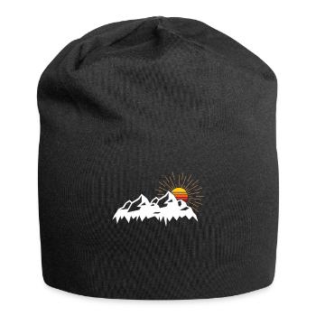 Ski ski montagnes montagnes ski vacances skieur - Bonnet en jersey - noir - Devant
