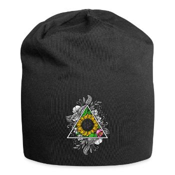 Sunflower Sacred Geometry - Jersey Beanie - black - Front