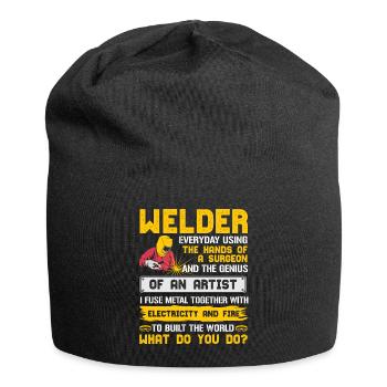 Schweißer Ich Baue Die Welt - Jersey-Beanie - Schwarz - Vorne