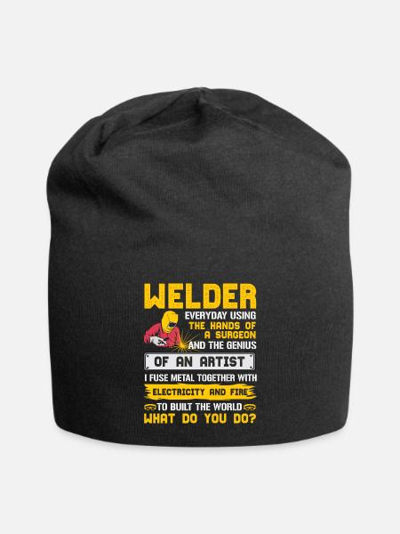 Welder I build the world - Jersey Beanie - black