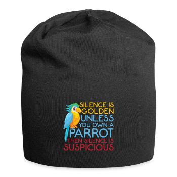 Funny parrot graphic silence is gold bird - Jersey Beanie - black - Front