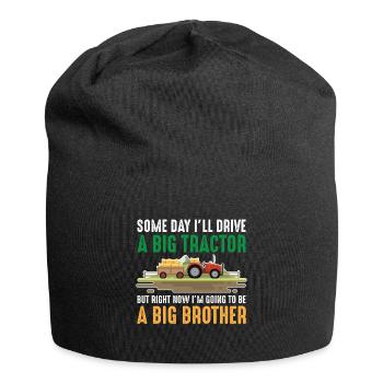 Toddler brother tractor big son sibling - Jersey Beanie - black - Front
