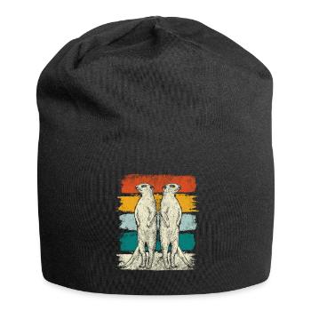 Retro Erdmännchen Tiere - Jersey-Beanie - Schwarz - Vorne