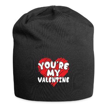 Tu es mon Valentine lettrage avec coeur Valentin - Bonnet en jersey - noir - Devant