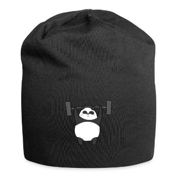 Haltérophilie - L'ours panda soulève des poids - Bonnet en jersey - noir - Devant