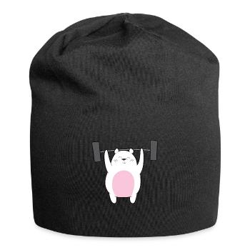 Gewichtheben - Eisbär hebt Gewichte - Jersey-Beanie - Schwarz - Vorne