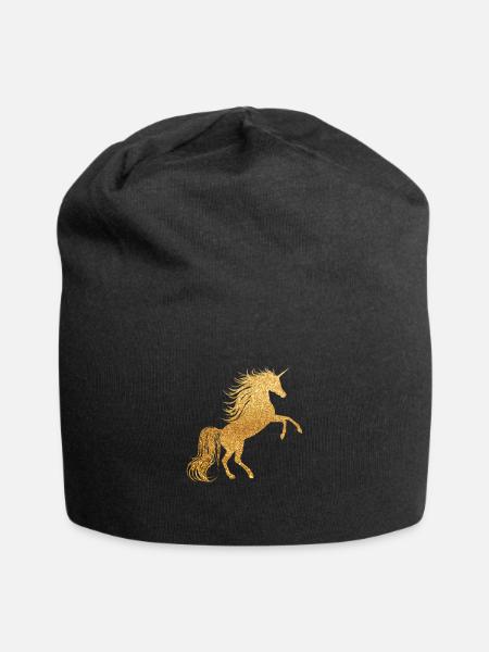 Einhorn - Jersey-Beanie - Schwarz