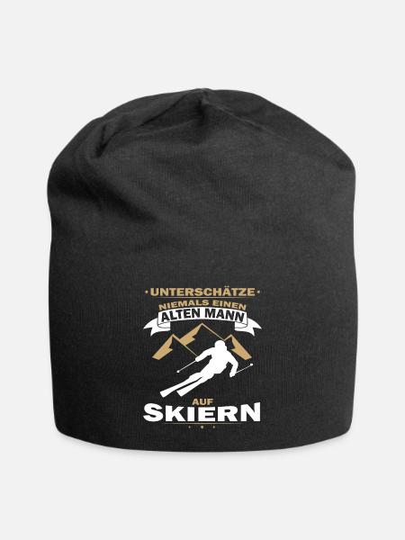 Alten Mann auf Skiern skifahren Ski - Jersey-Beanie - Schwarz