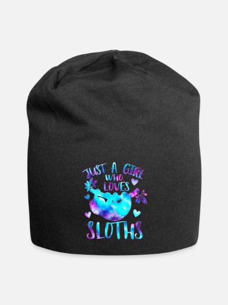 Just a girl who loves Sloths - Jersey Beanie - black