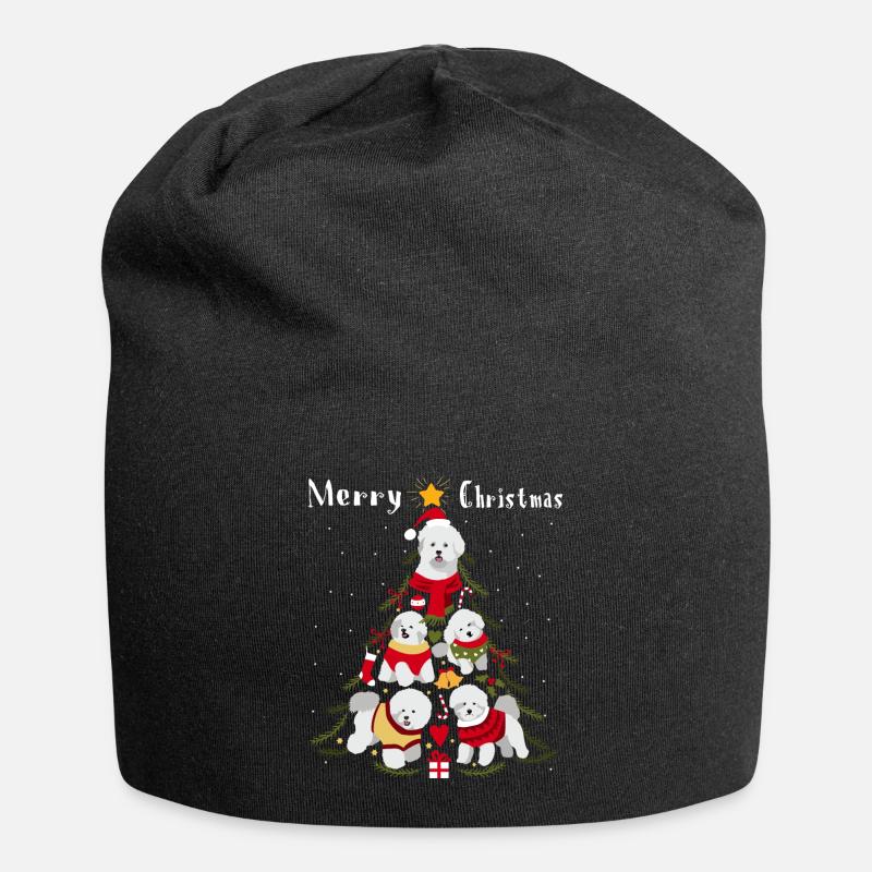Bichon Frise Weihnachtsbaum Hund Weihnachten - Jersey-Beanie - Schwarz