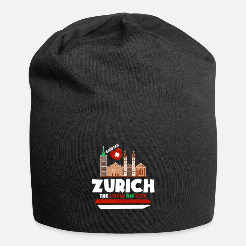 Schweiz - Jersey-Beanie - Schwarz