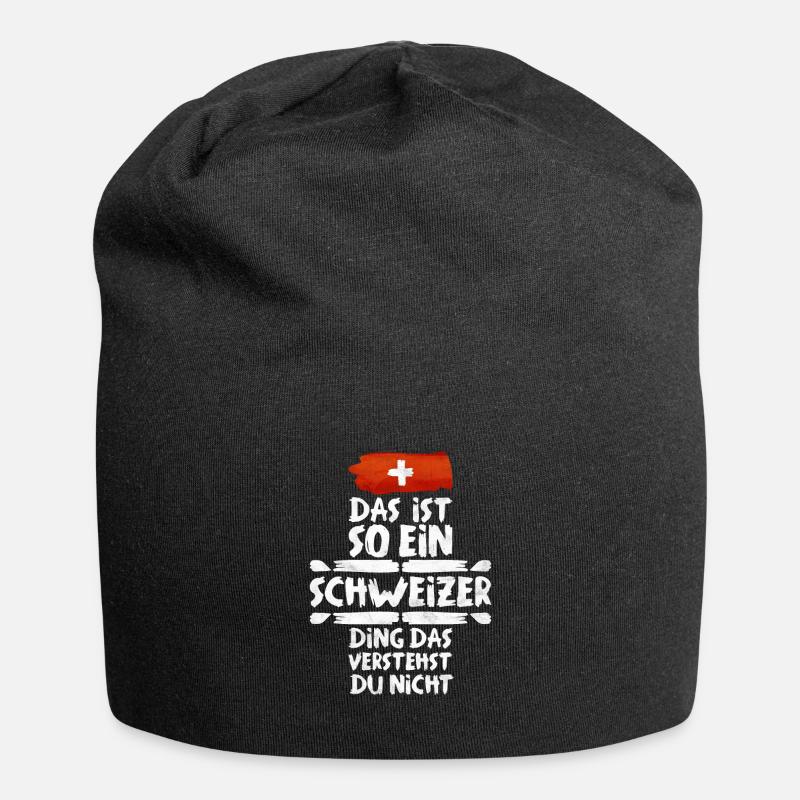 Schweiz Schweizer Geschenkidee - Jersey-Beanie - Schwarz