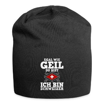 Schweiz Schweizer Geschenkidee - Jersey-Beanie - Schwarz - Vorne