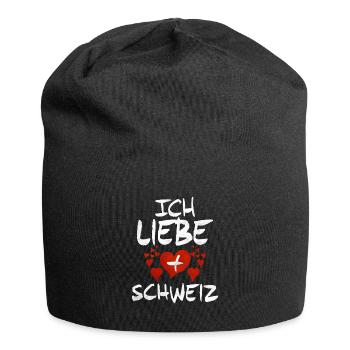 Schweiz Schweizer Geschenkidee - Jersey-Beanie - Schwarz - Vorne