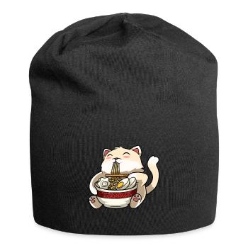 Ramen Katze - Jersey-Beanie - Schwarz - Vorne