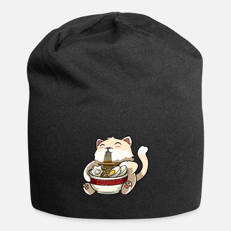 Ramen Katze - Jersey-Beanie - Schwarz