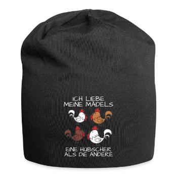 Hühner Huhn Landwirt Bauernhof Hahn Hühnerstall - Jersey-Beanie - Schwarz - Vorne