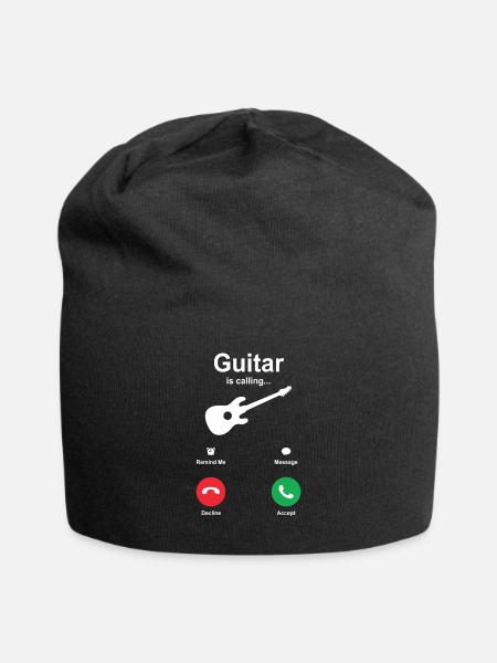 Gitarre - Jersey-Beanie - Schwarz